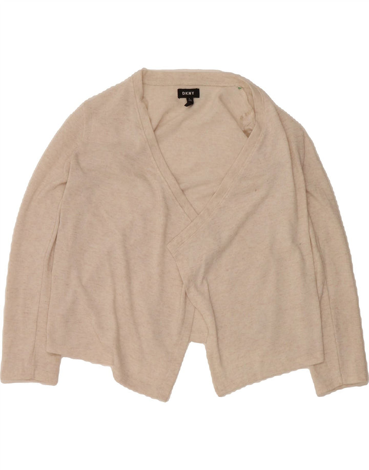 DKNY Womens Crop Open Cardigan Sweater US 12 Large Beige Cotton Vintage Dkny and Second-Hand Dkny from Messina Hembry 