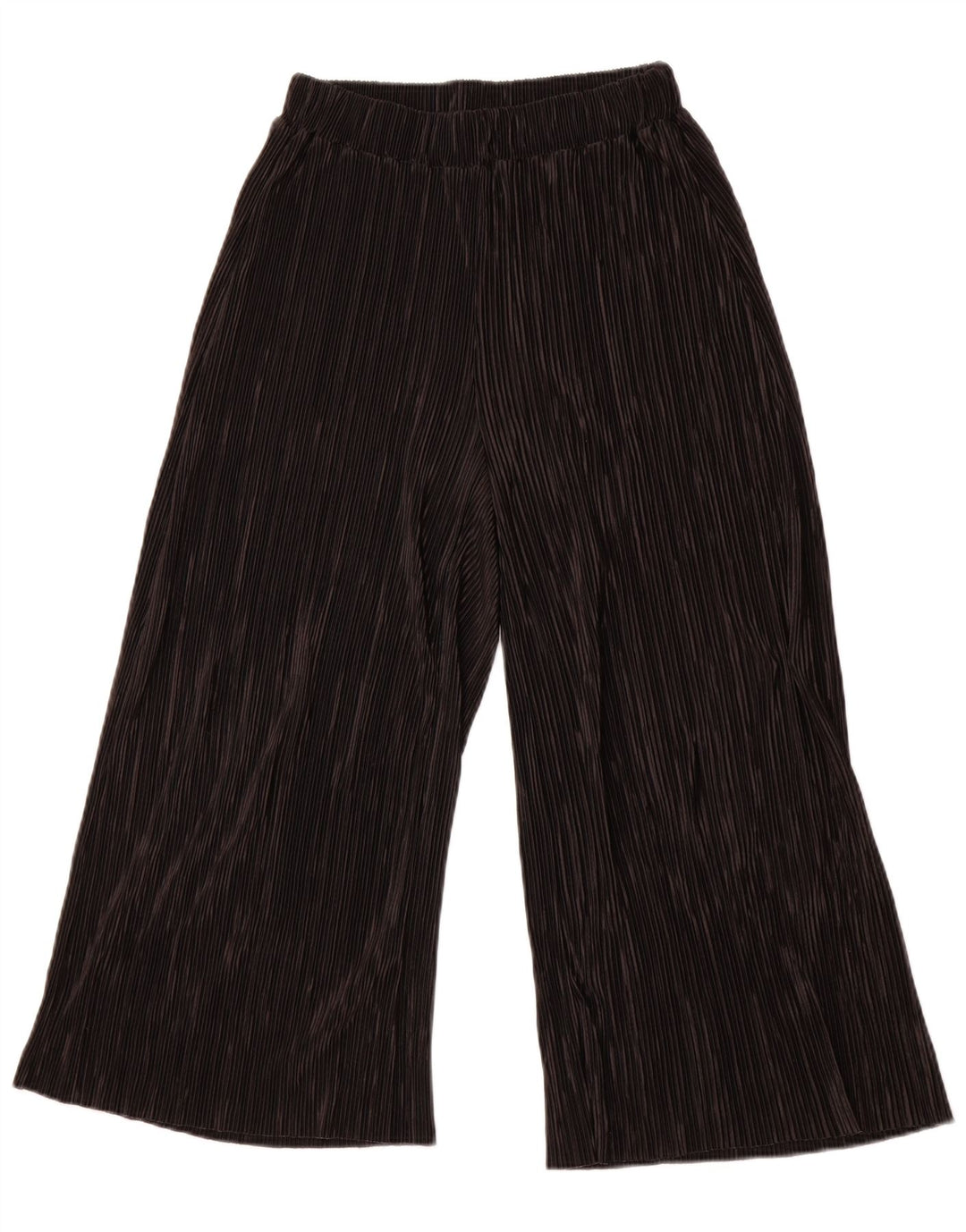 ZARA Calça capri feminina de perna larga XS W24 L23 poliéster preto