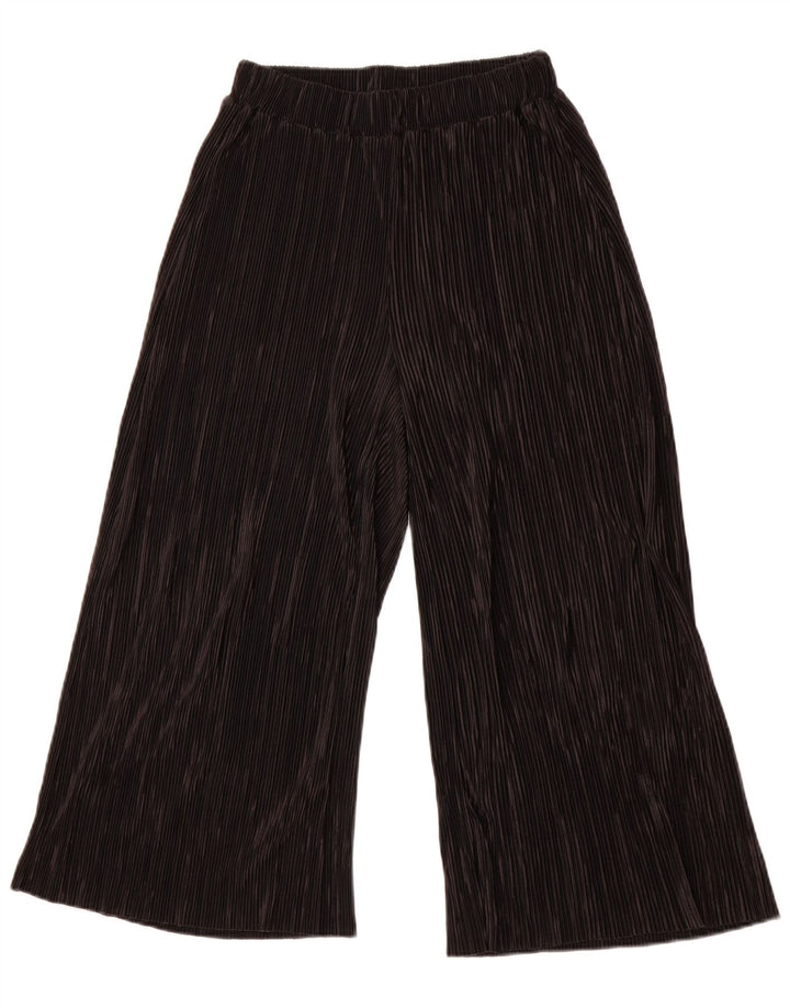 ZARA Calça capri feminina de perna larga XS W24 L23 poliéster preto