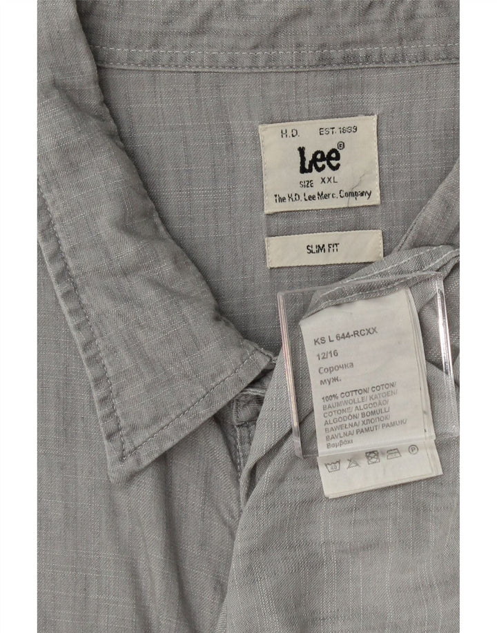 LEE Mens Slim Fit Shirt 2XL Grey Cotton Vintage Lee and Second-Hand Lee from Messina Hembry 