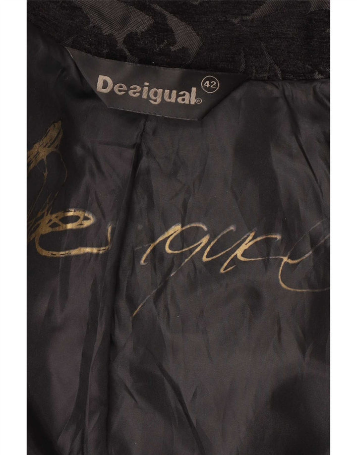 Sobretudo feminino Desigual Regular Fit EU 42 grande preto floral moderno