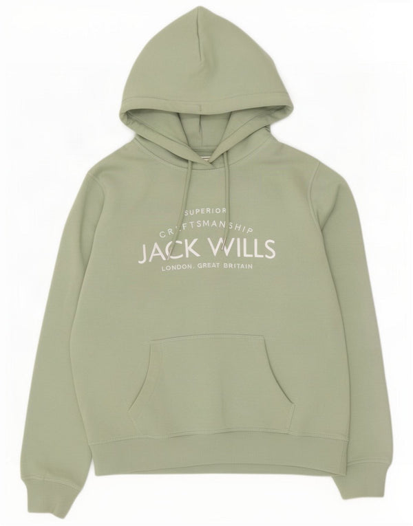 Jack Wills feminino gráfico oversized moletom com capuz UK 10 algodão verde pequeno