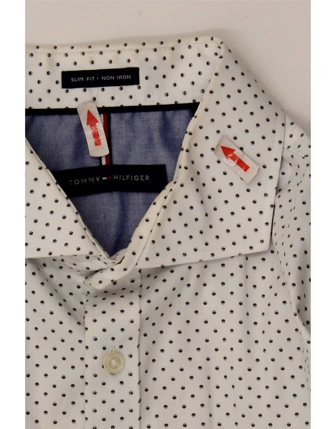Tommy Hilfiger Mens Slim Fit Camisa Tamanho 16 Grande Branco Manchado