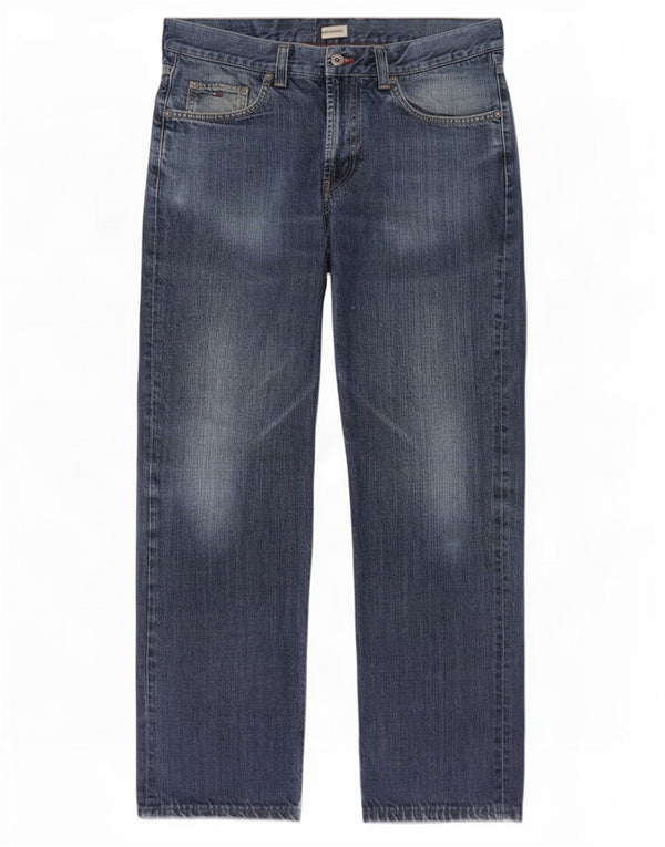 Jeans retos masculinos Tommy Hilfiger W34 L34 algodão azul marinho