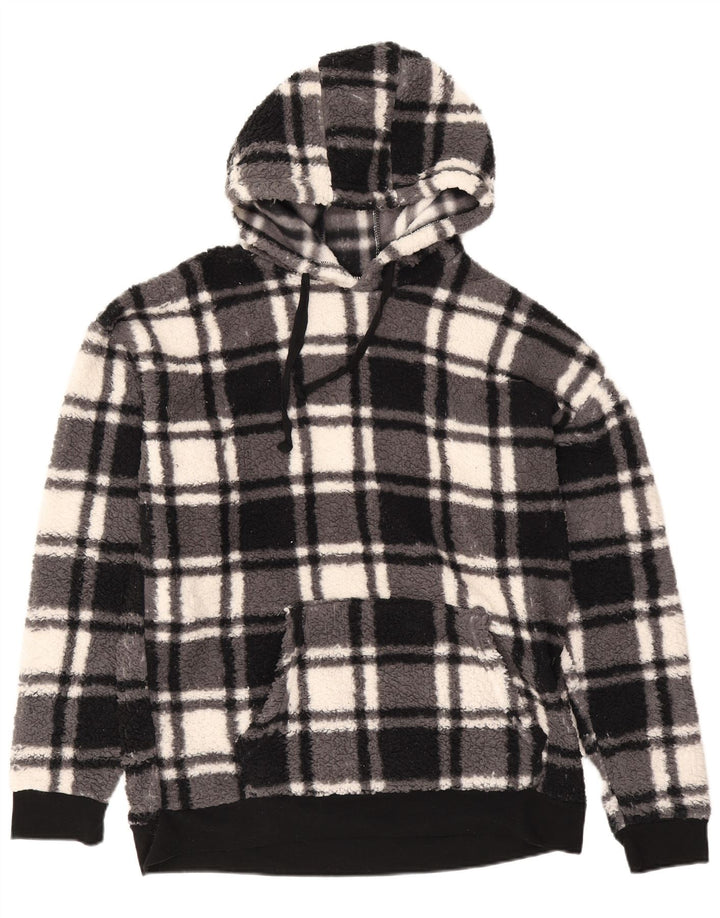 Suéter masculino de lã com capuz Penguin, poliéster xadrez médio preto