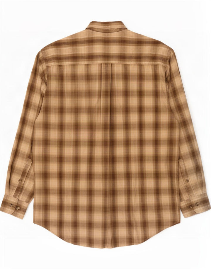 Camisa masculina de flanela Timberland médio cáqui algodão xadrez