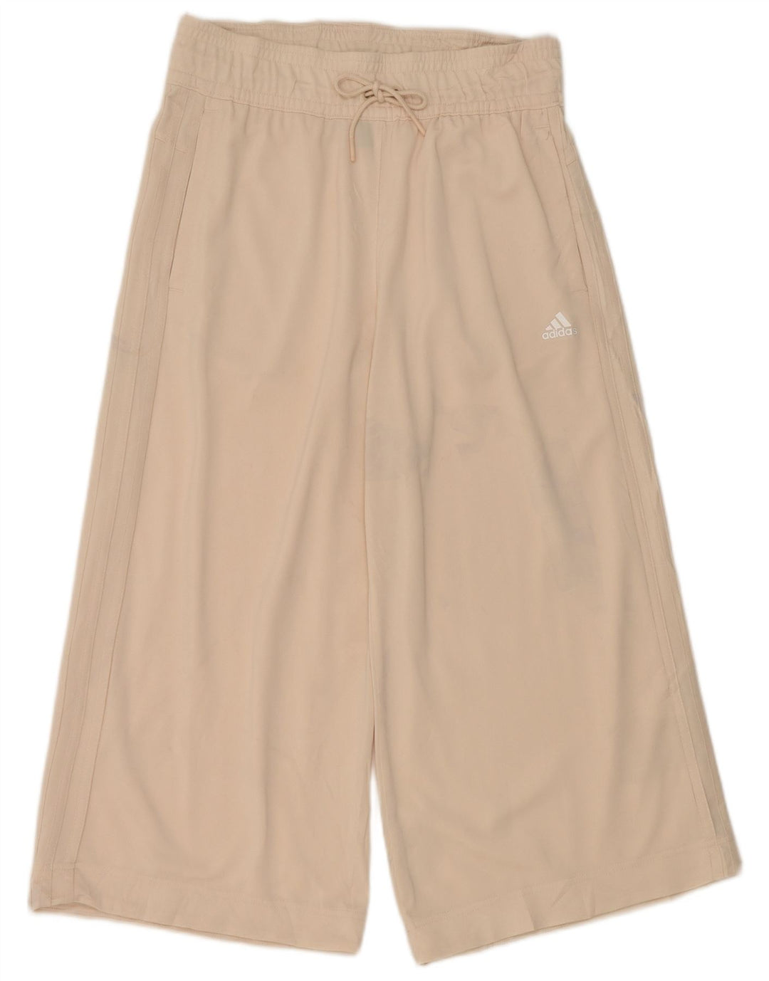 Adidas Womens Capri Calças de treino UK 8/10 Pequeno Bege Poliéster
