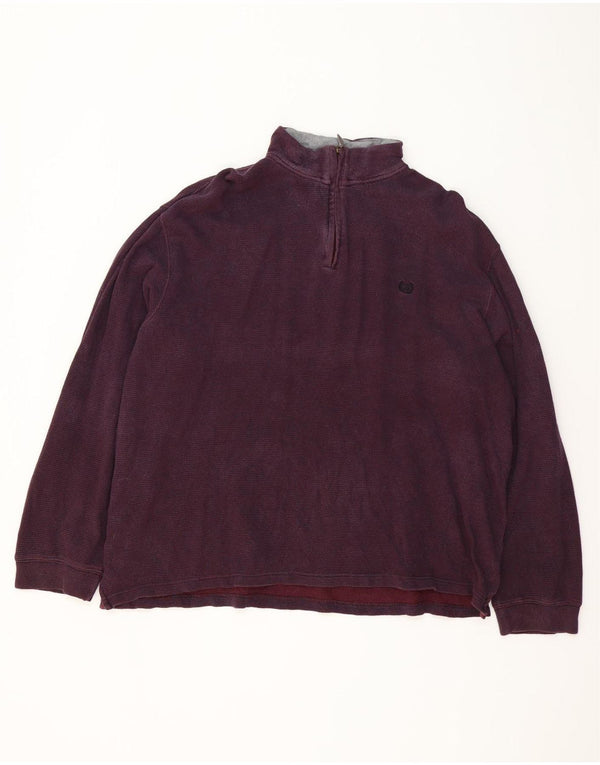 Moletom masculino Chaps com zíper e gola 2XL algodão Borgonha