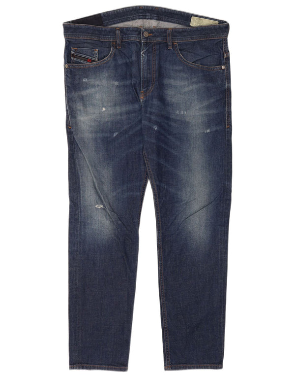 Diesel Mens Thommer Distressed Slim Skinny Jeans W36 L32 Azul Algodão