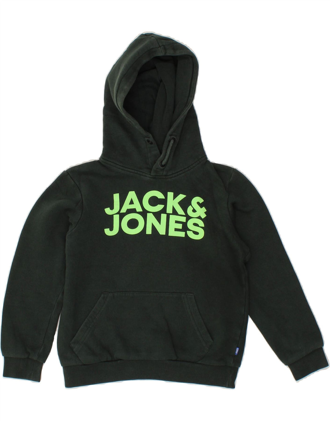 JACK & JONES Boys Graphic Hoodie Jumper 9-10 Years Green Cotton Vintage Jack & Jones and Second-Hand Jack & Jones from Messina Hembry 