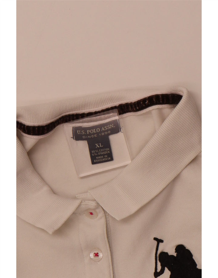 Camisa polo feminina US POLO ASSN UK 18 XL algodão branco