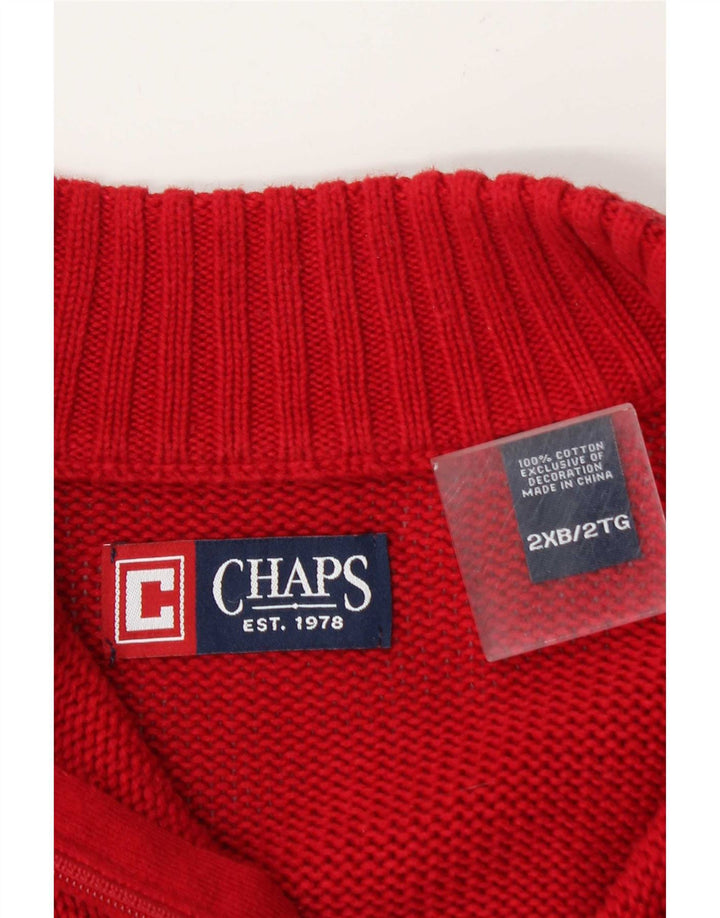 Suéter masculino Chaps com zíper e gola 2XL de algodão vermelho