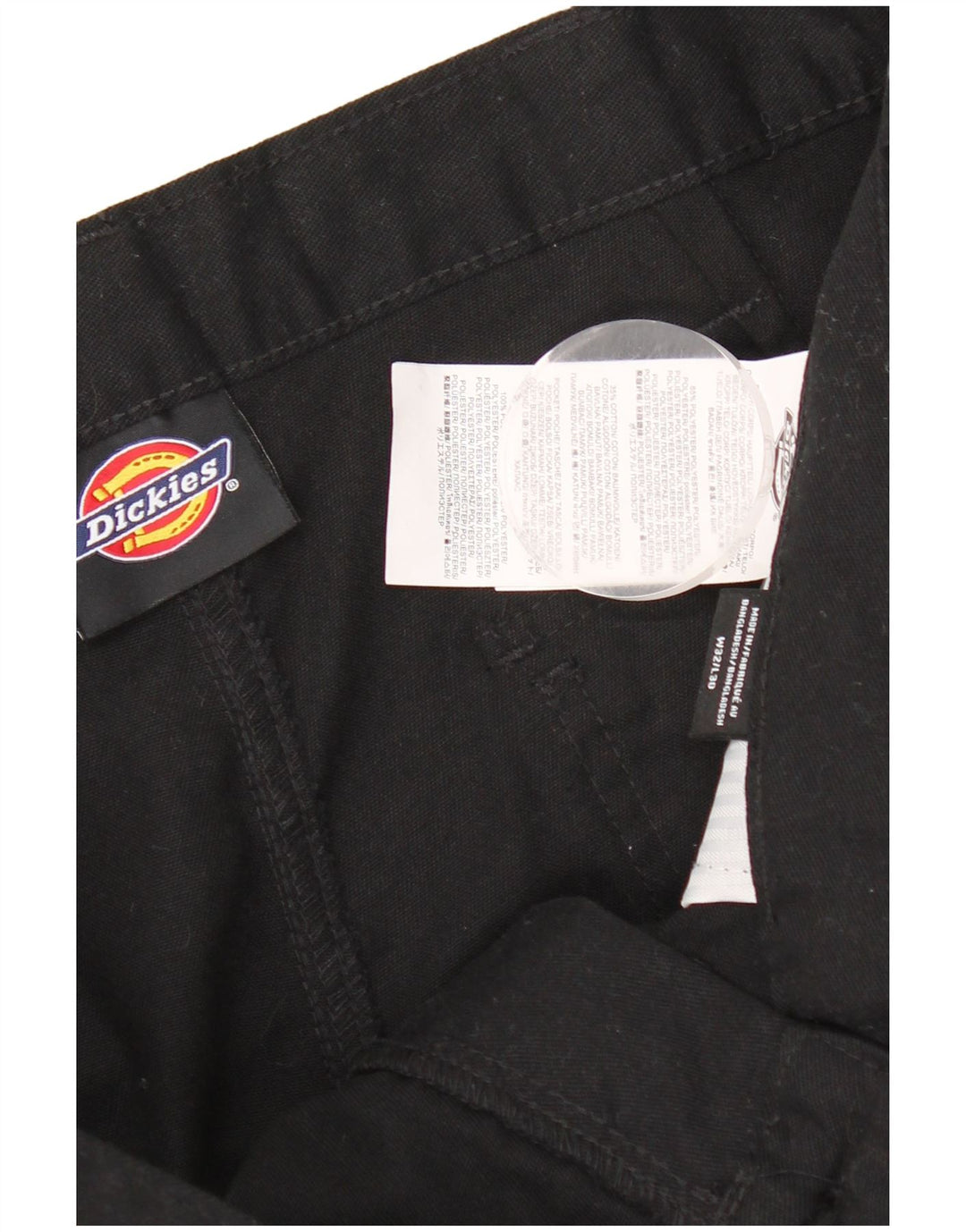 Calças cargo retas masculinas Dickies W32 L30 poliéster preto