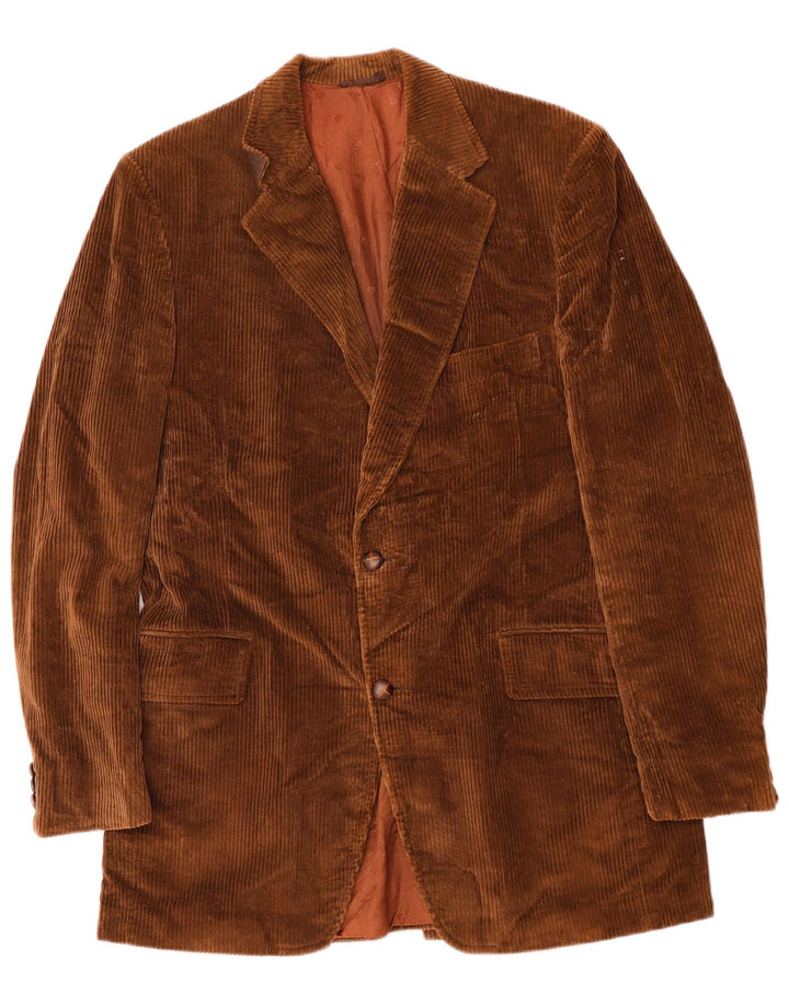 Jaqueta blazer masculina de veludo cotelê LONDON FOG com 2 botões EU 42 XL algodão marrom