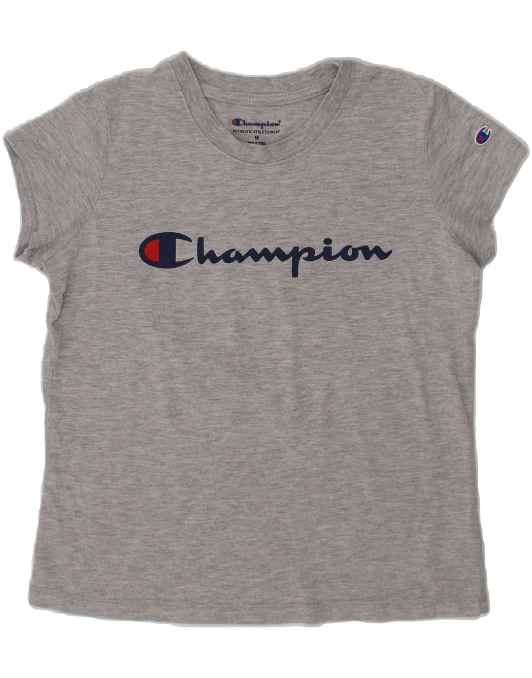 CHAMPION Girls Graphic T-Shirt Top 9-10 Years Medium Grey Cotton Vintage Champion and Second-Hand Champion from Messina Hembry 