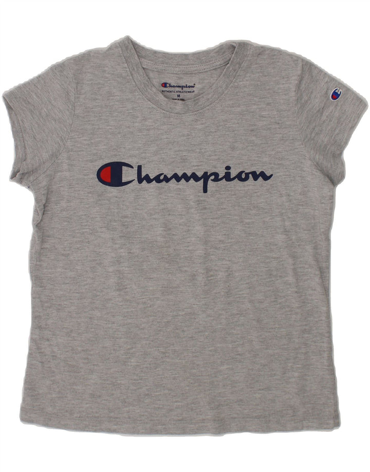 CHAMPION Girls Graphic T-Shirt Top 9-10 Years Medium Grey Cotton Vintage Champion and Second-Hand Champion from Messina Hembry 