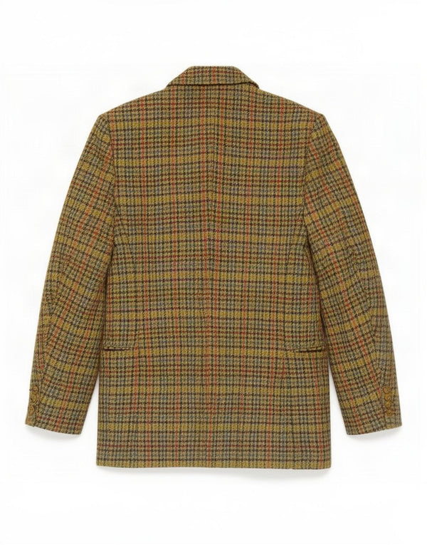 Jaqueta blazer feminina vintage com 3 botões UK 10 pequena verde houndstooth clássica
