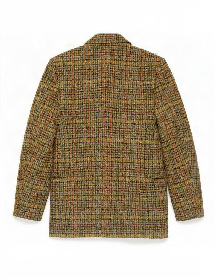 Jaqueta blazer feminina vintage com 3 botões UK 10 pequena verde houndstooth clássica