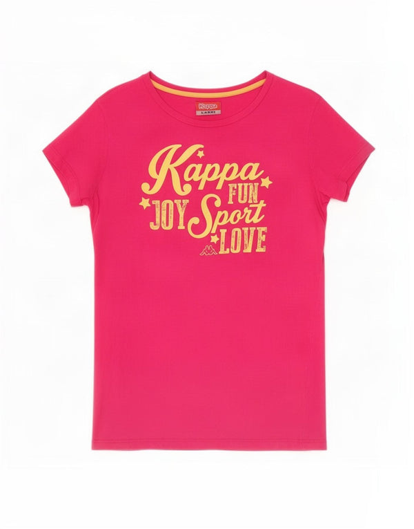 Camiseta feminina Kappa com estampa gráfica UK 14 grande algodão rosa