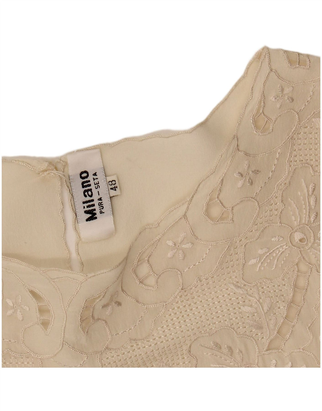 Blusa feminina vintage top IT 48 XL off white seda