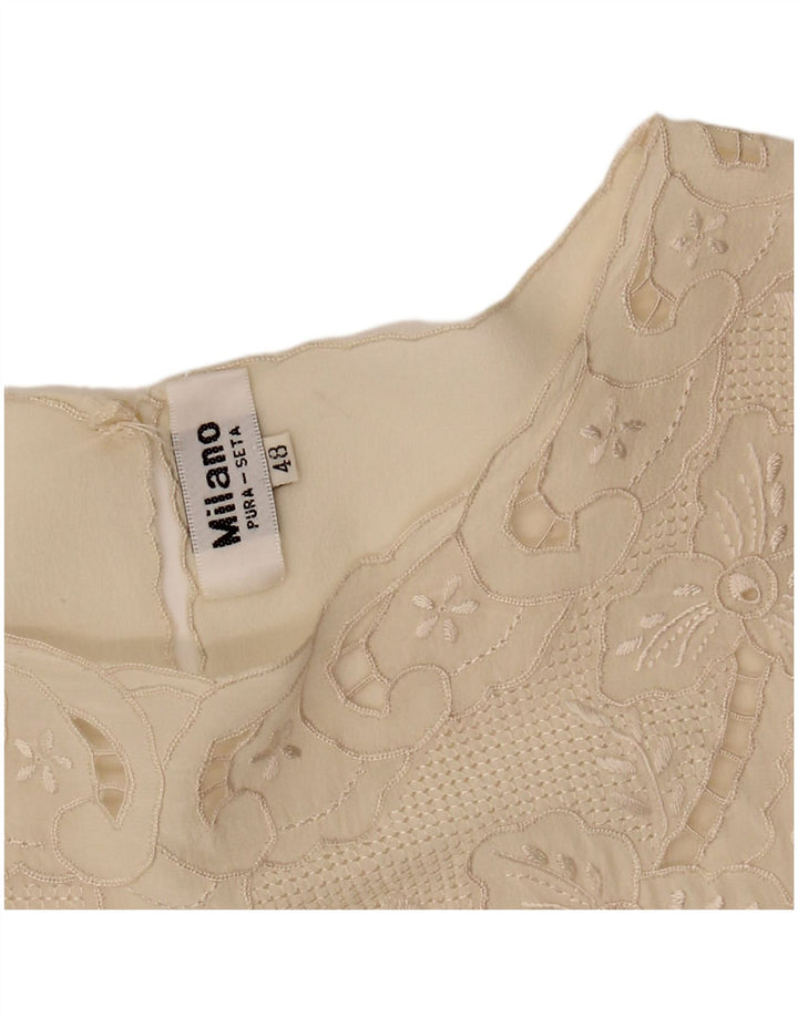 Blusa feminina vintage top IT 48 XL off white seda