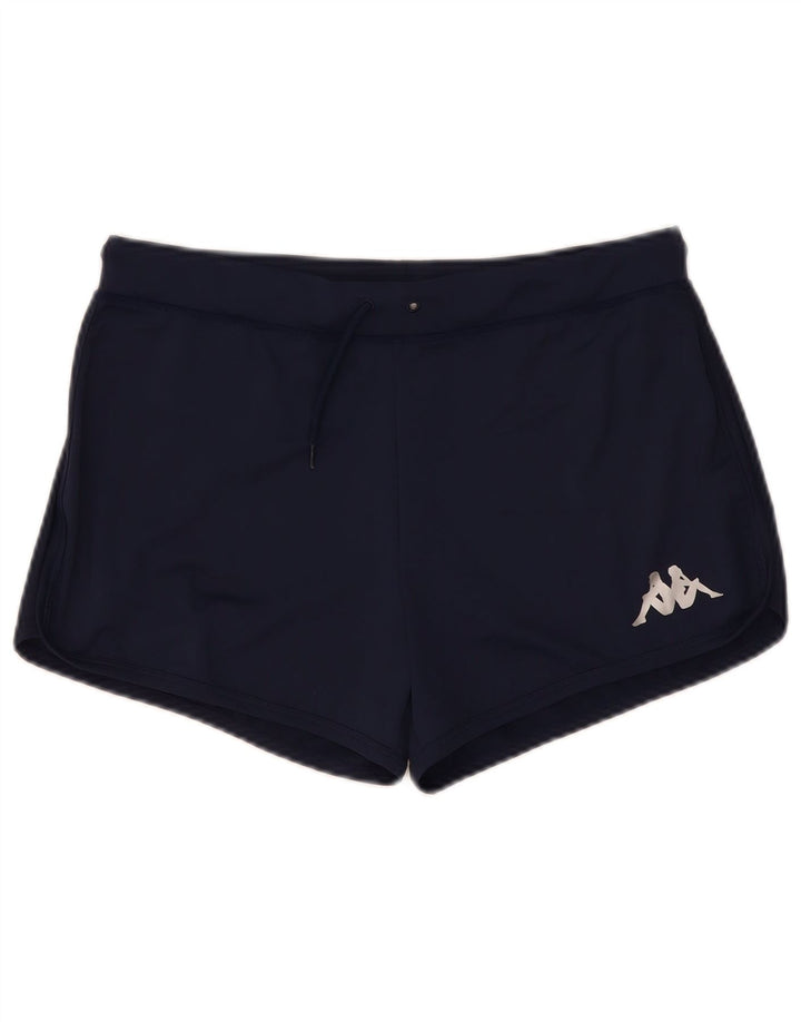 Shorts esportivos femininos Kappa UK 14 grande poliéster azul marinho