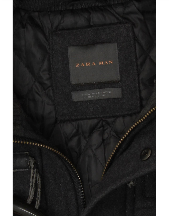 Jaqueta Duffle com Capuz Masculino Zara Reino Unido 38 Cinza Médio