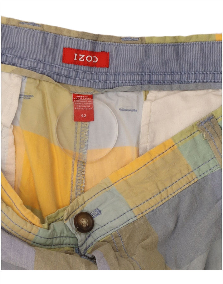 Izod Mens Chino Shorts W42 2XL Algodão xadrez multicolorido