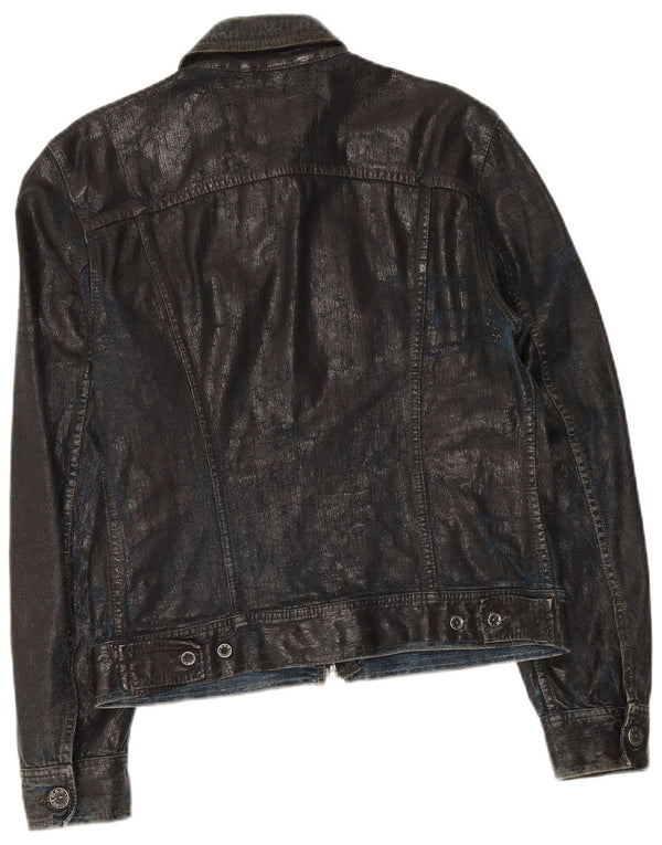 Jaqueta jeans masculina Gas UK 38 Algodão preto médio