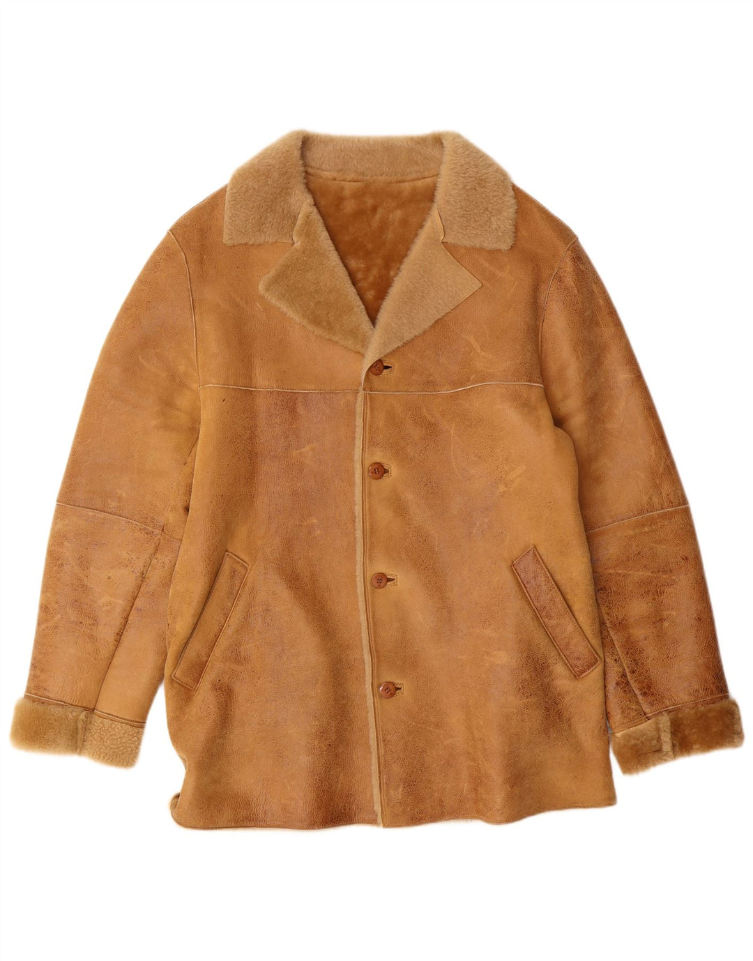 Jaqueta masculina de shearling MUNPER IT 50 grande couro marrom