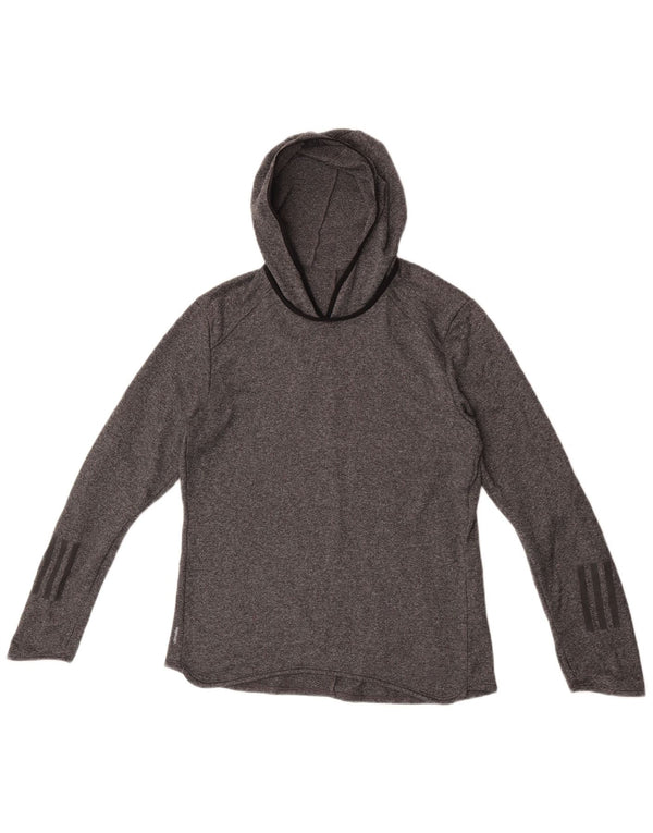 Adidas Womens Climalite Hoodie Jumper UK 14 Médio Cinza Poliéster Flecked