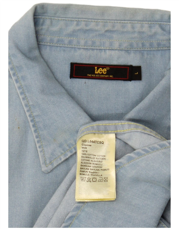 Camisa jeans masculina LEE grande algodão azul