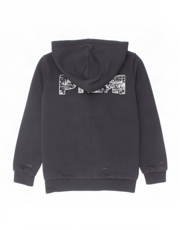 Suéter Puma Boys Graphic Zip com capuz 9-10 anos algodão preto
