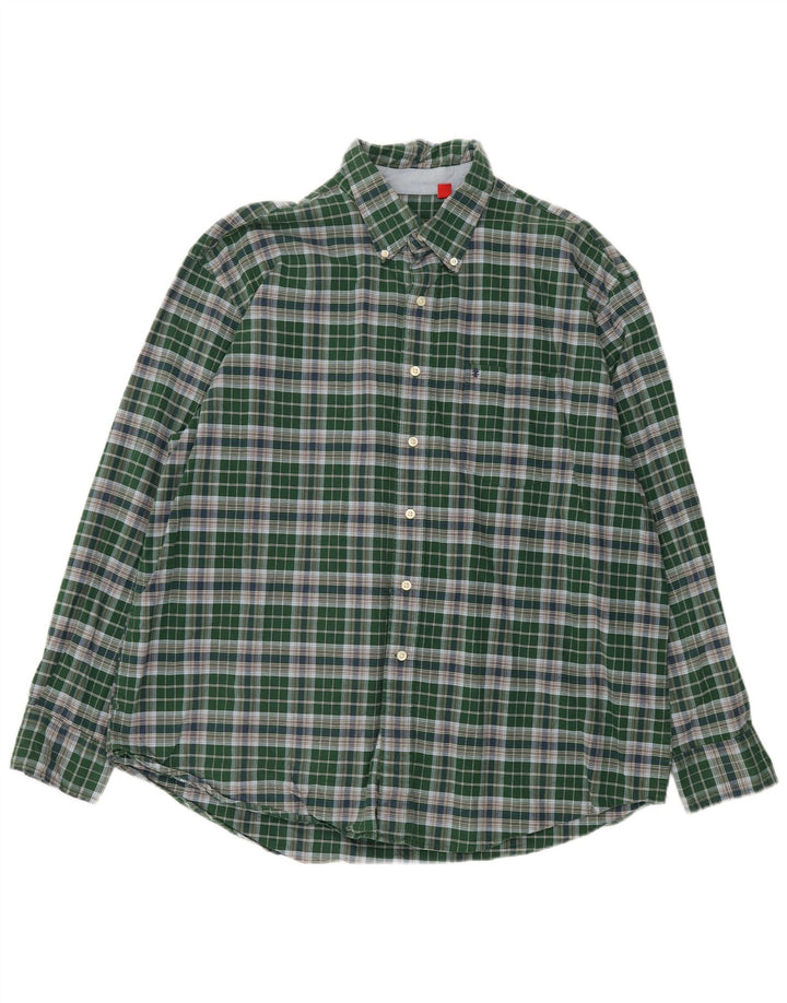 Camisa masculina IZOD XL algodão xadrez verde