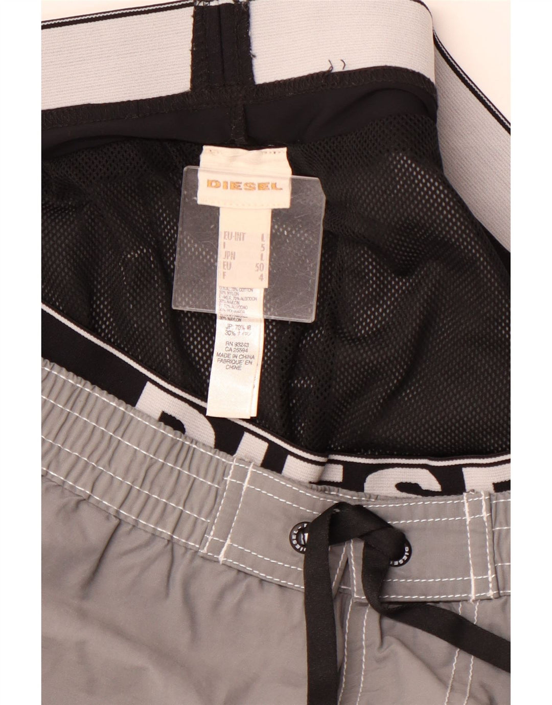 Shorts de natação masculino DIESEL gráfico grande algodão cinza