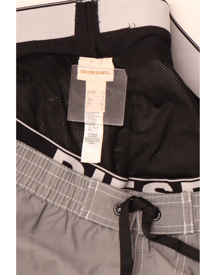 Shorts de natação masculino DIESEL gráfico grande algodão cinza