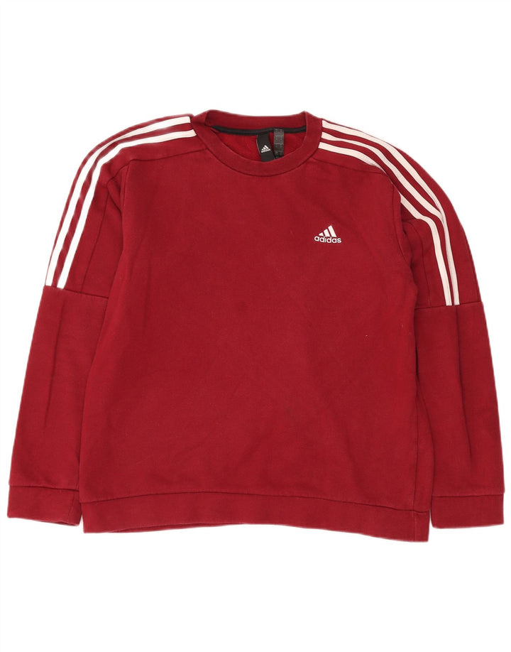 ADIDAS Mens Moletom Jumper Médio Algodão Borgonha