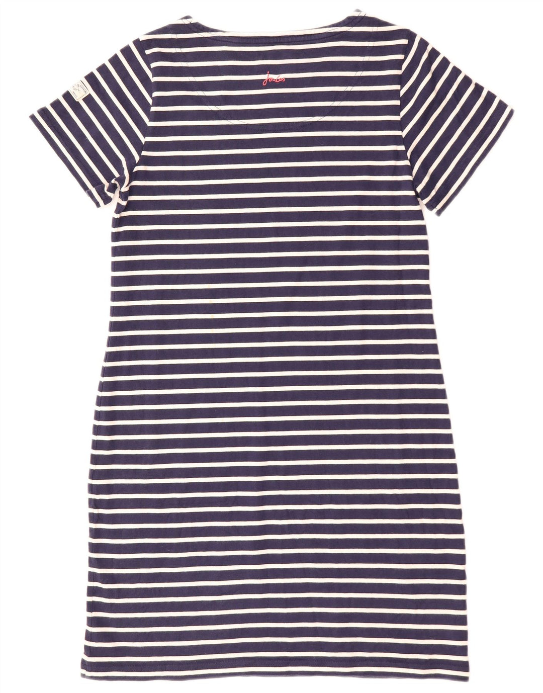 JOULES Vestido camiseta feminino Reino Unido 12 algodão listrado azul marinho médio