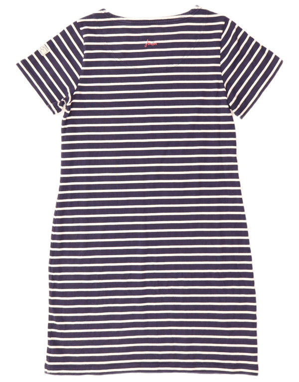 JOULES Vestido camiseta feminino Reino Unido 12 algodão listrado azul marinho médio
