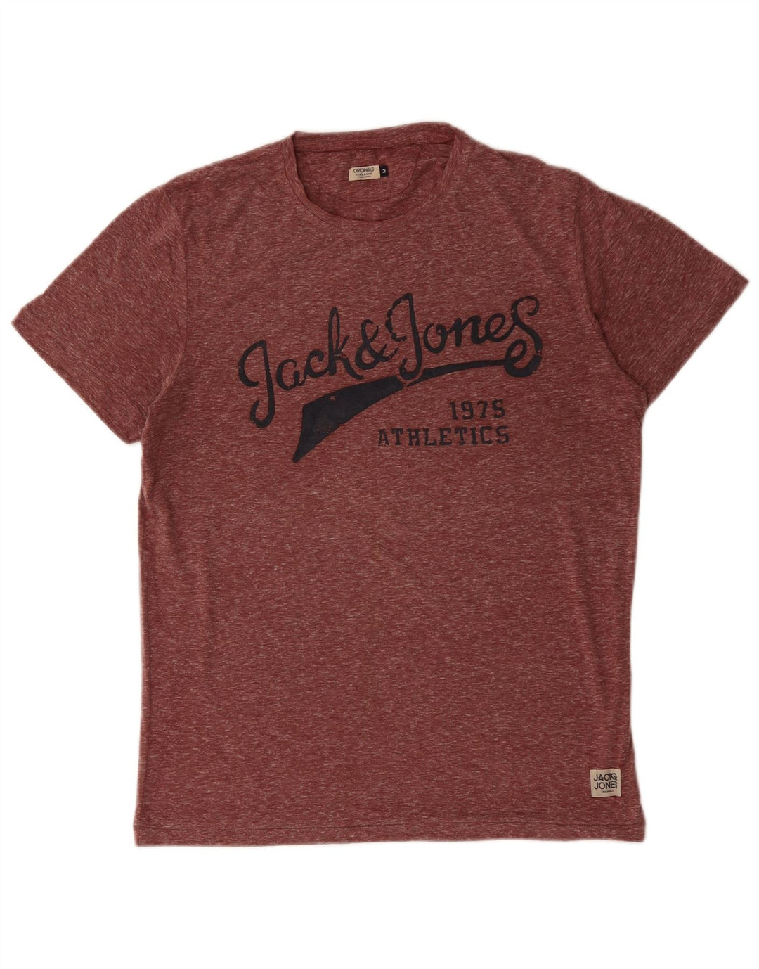 JACK & JONES Camiseta masculina gráfica superior médio poliéster manchado cor de vinho