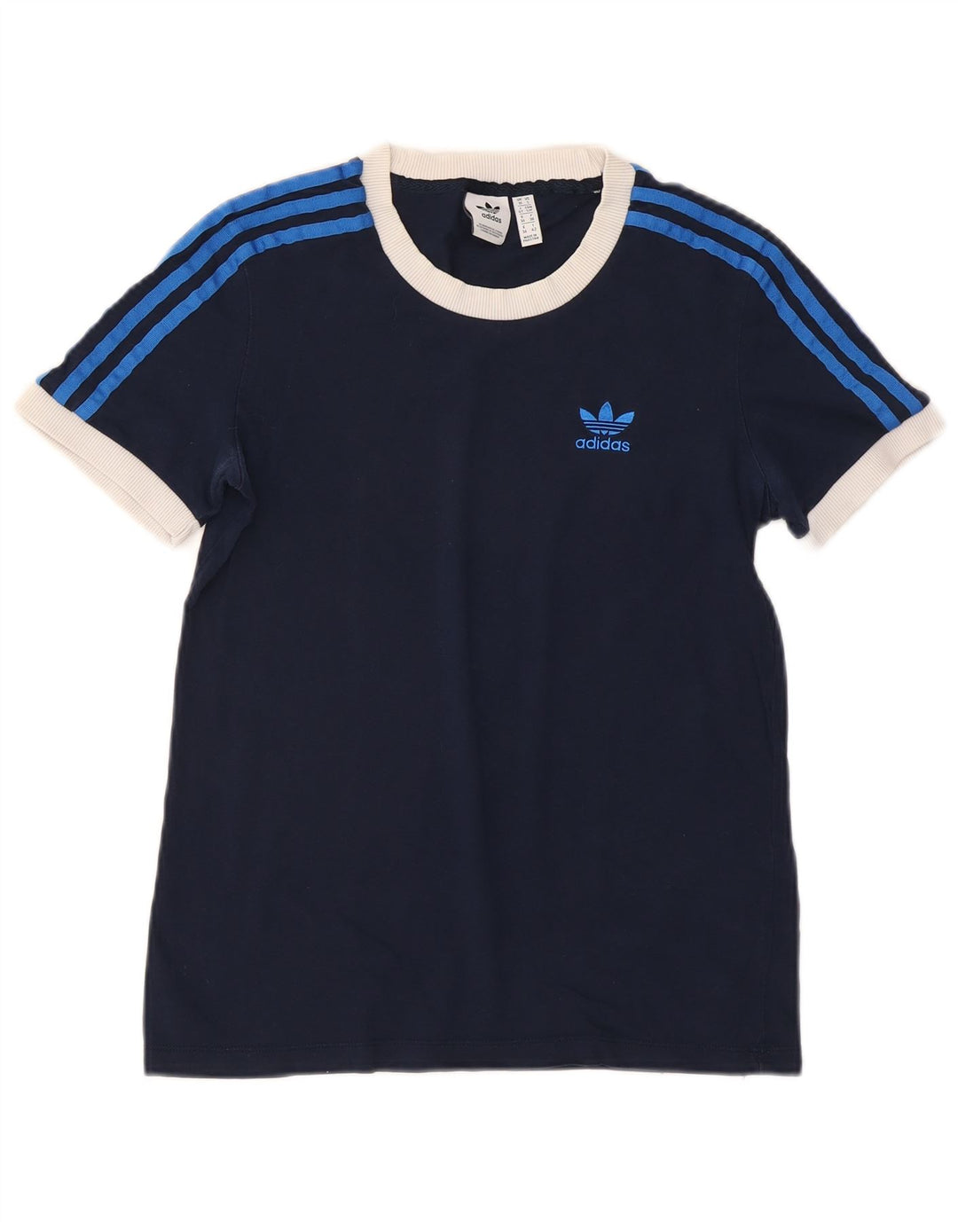 Camiseta feminina ADIDAS UK 10 pequena azul marinho algodão