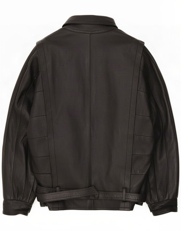 Jaqueta de couro masculina vintage UK 40 grande preta