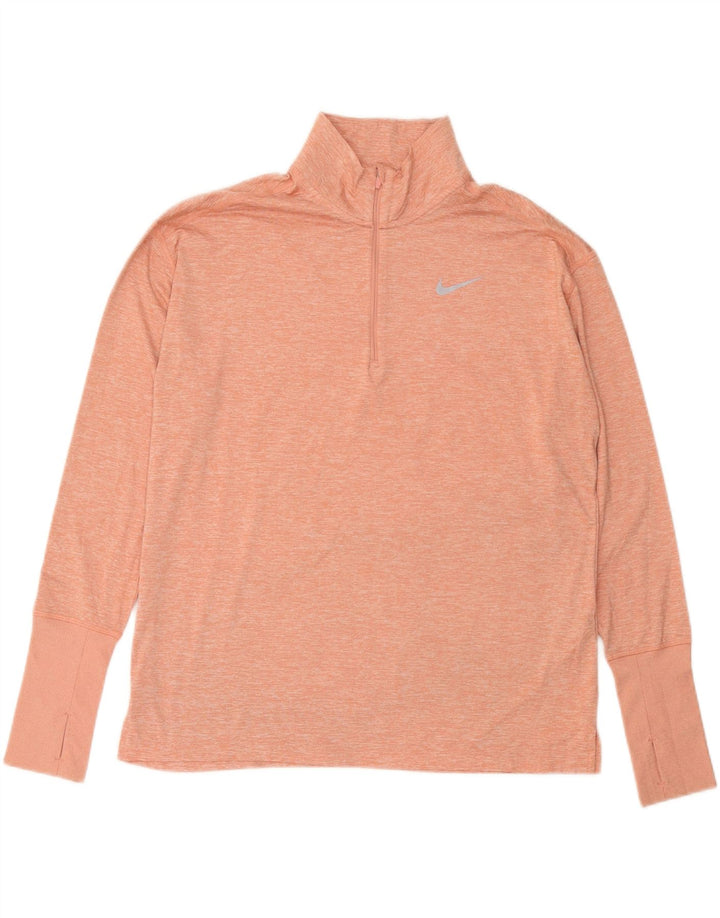 NIKE Womens Dri Fit Pullover Treino Top UK 16 Grande Rosa Flecked