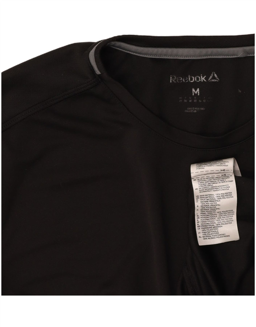 Camiseta feminina REEBOK UK 14 médio preto colorblock poliéster