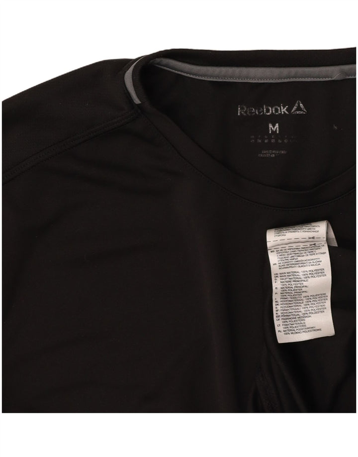 Camiseta feminina REEBOK UK 14 médio preto colorblock poliéster