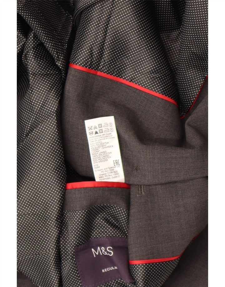 Jaqueta blazer masculina de 2 botões Marks & Spencer UK 44 XL cinza xadrez lã