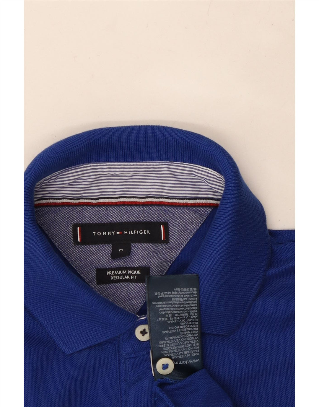 Camisa polo masculina TOMMY HILFIGER regular fit algodão azul médio