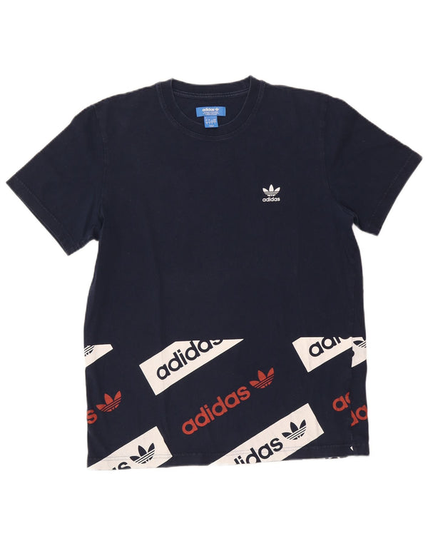 Adidas Mens Graphic T-Shirt Top Grande Algodão Azul Marinho