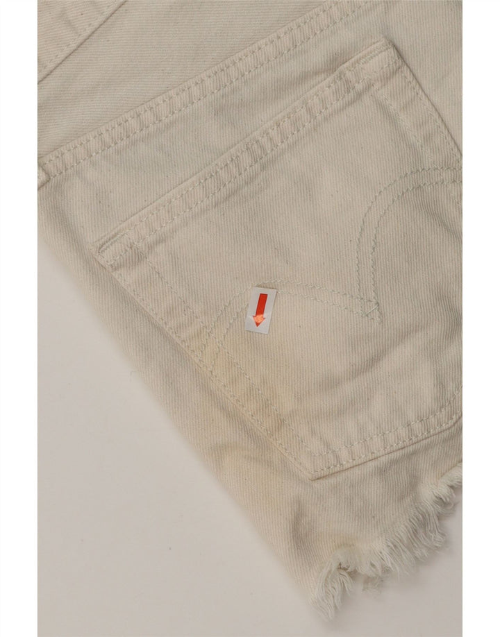 Shorts jeans feminino Levi's desgastado W25 XS algodão branco