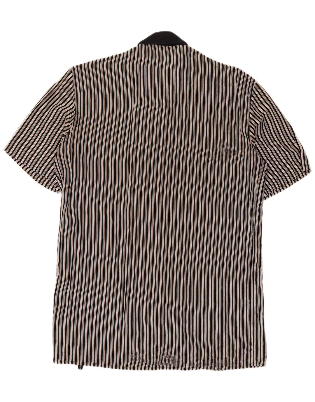 Camisa masculina de manga curta MESSORI pequena seda listrada preta